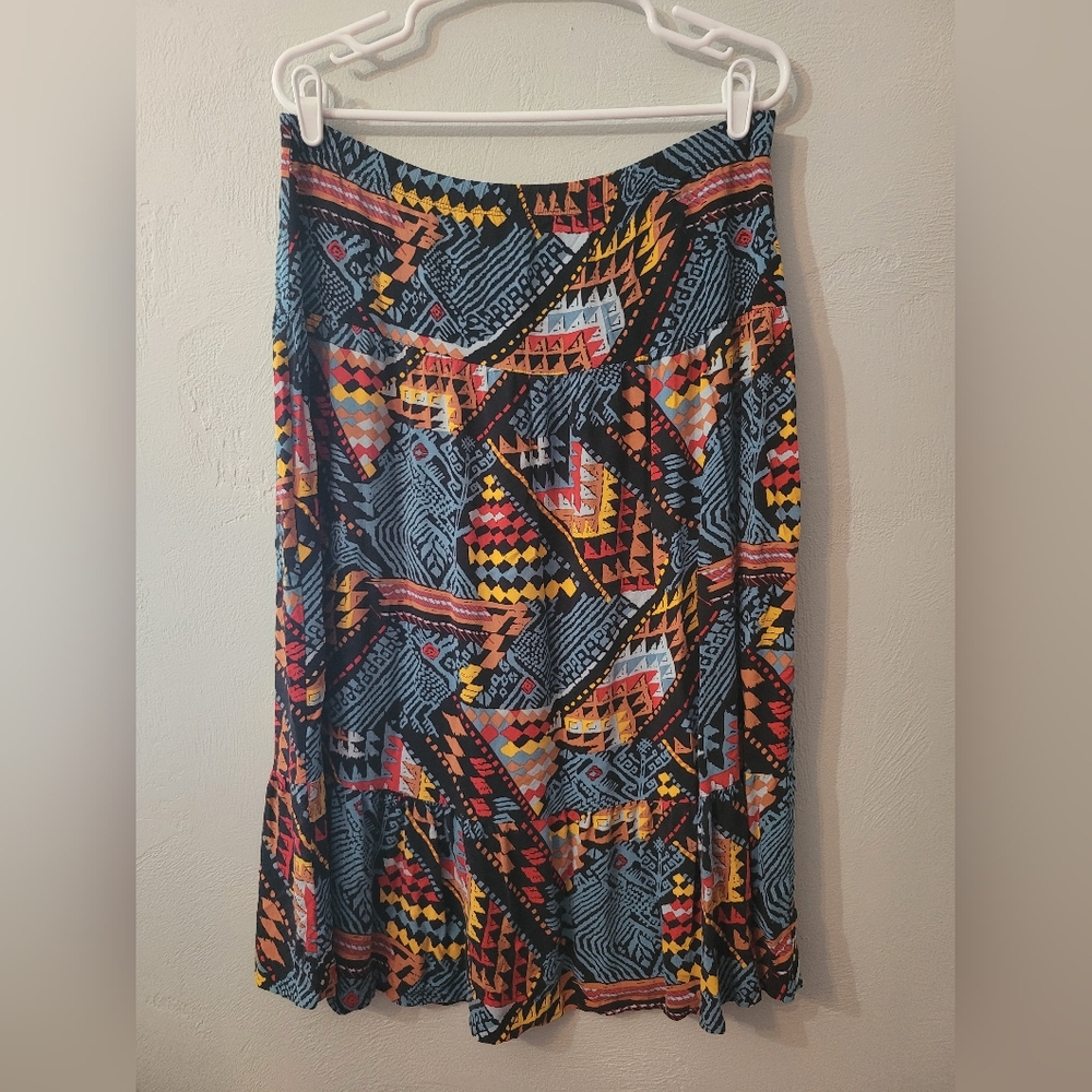 Notations Petite Unique Colorful Pattern Skirt Si… - image 1